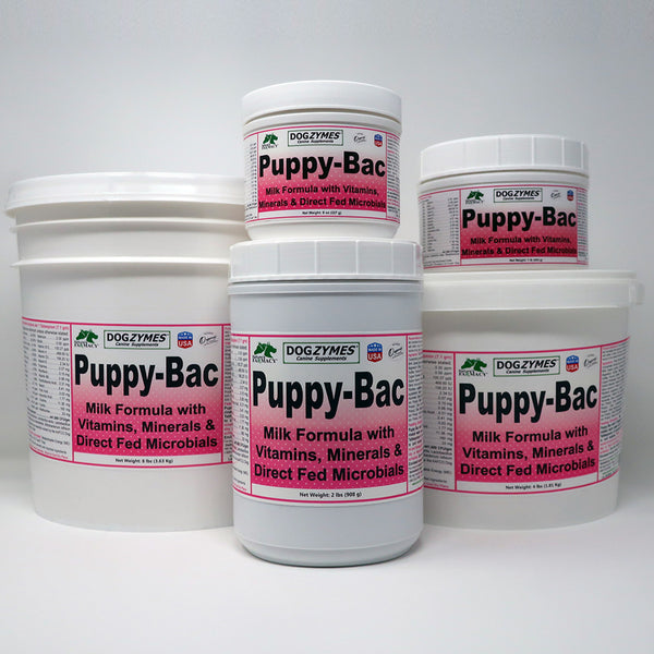 Dogzymes Puppy-Bac Lait de remplacement avec micro-organismes vivants et enzymes 441 millions d'UFC/gramme Mélange 1:4 