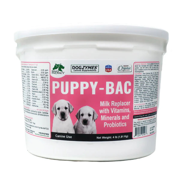 Dogzymes Puppy-Bac Lait de remplacement avec micro-organismes vivants et enzymes 441 millions d'UFC/gramme Mélange 1:4 