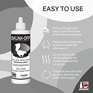Bouteille de trempage éliminateur d'odeurs pour animaux de compagnie Skunk Off - Prêt à l'emploi 8 OZ 