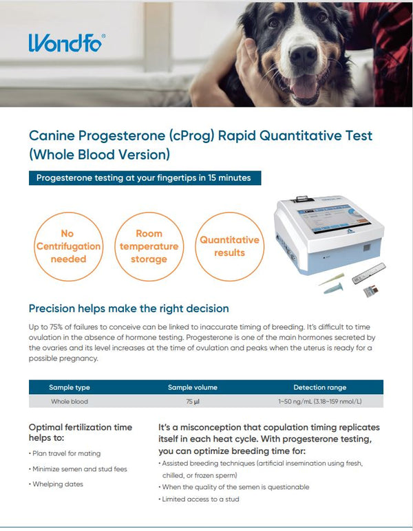 Test quantitatif rapide de la progestérone canine (cProg) sur sang total 